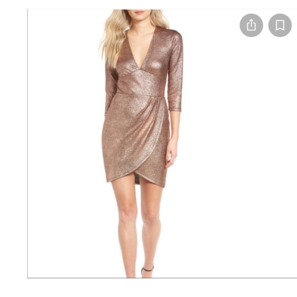 Leigh Gold shiny Faux wrap dress